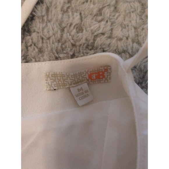 GB V Neck Sleeveless flared Bottom dress white Beachy Boho Cottage Core - Picture 10 of 11